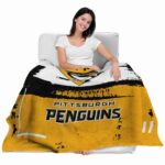 customized pittsburgh penguins paint strokes yellow white blanket best selling