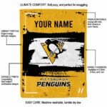 customized pittsburgh penguins paint strokes yellow white blanket best selling