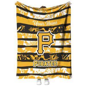 customized pittsburgh pirates floral stripes black white blanket best selling