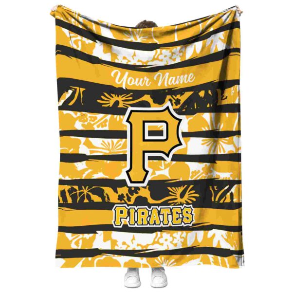 customized pittsburgh pirates floral stripes black white blanket best selling