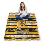 customized pittsburgh pirates floral stripes black white blanket high quality