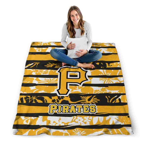 customized pittsburgh pirates floral stripes black white blanket high quality