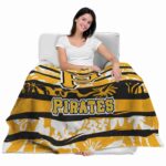customized pittsburgh pirates floral stripes black white blanket latest model