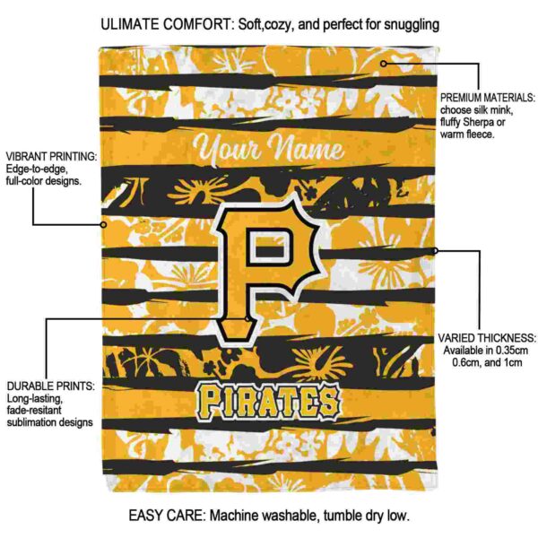 customized pittsburgh pirates floral stripes black white blanket new arrival