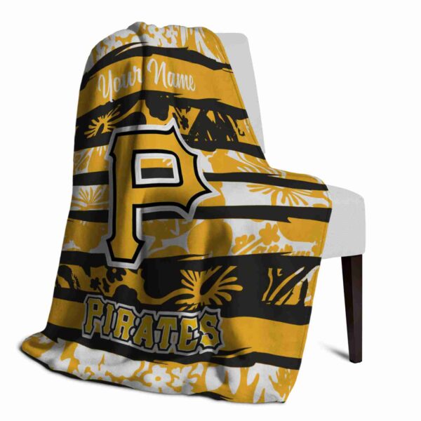 customized pittsburgh pirates floral stripes black white blanket top rated