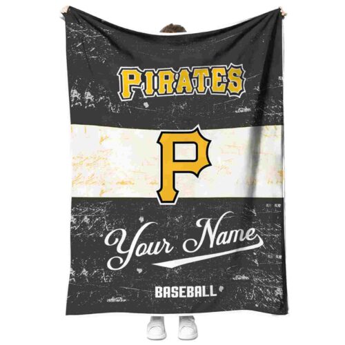 customized pittsburgh pirates grunge texture black white blanket best selling