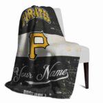 customized pittsburgh pirates grunge texture black white blanket top rated