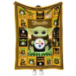 customized pittsburgh steelers baby yoda gold blanket best selling