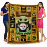 customized pittsburgh steelers baby yoda gold blanket fashion forward