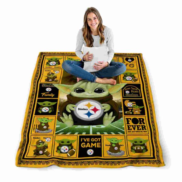 customized pittsburgh steelers baby yoda gold blanket high quality