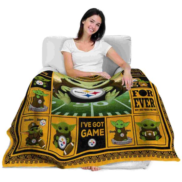 customized pittsburgh steelers baby yoda gold blanket latest model