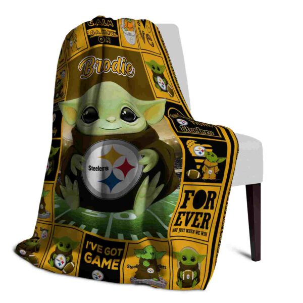 customized pittsburgh steelers baby yoda gold blanket top rated