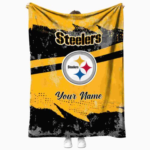 customized pittsburgh steelers grunge streaks gold blanket best selling