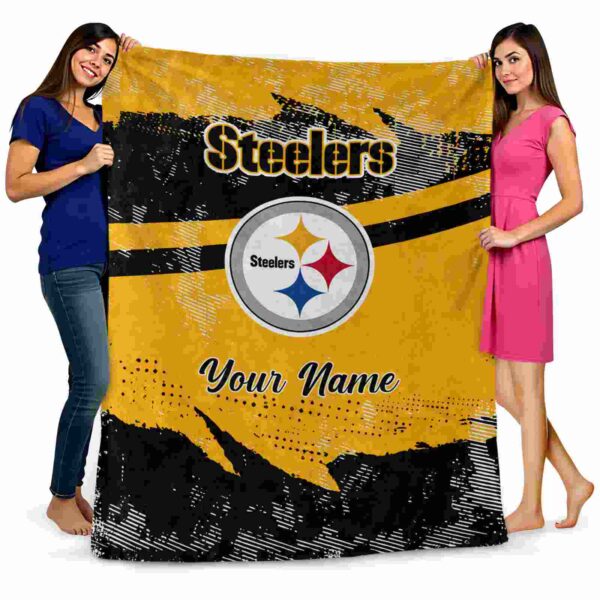 customized pittsburgh steelers grunge streaks gold blanket fashion forward