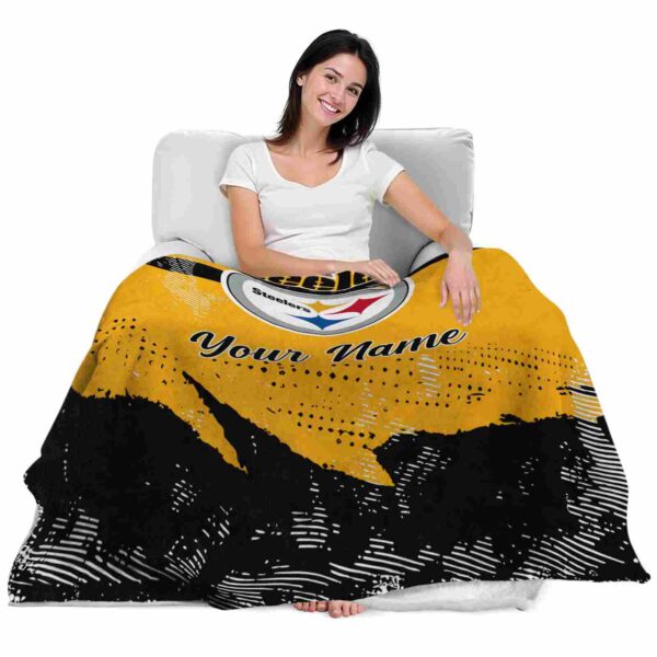 customized pittsburgh steelers grunge streaks gold blanket latest model