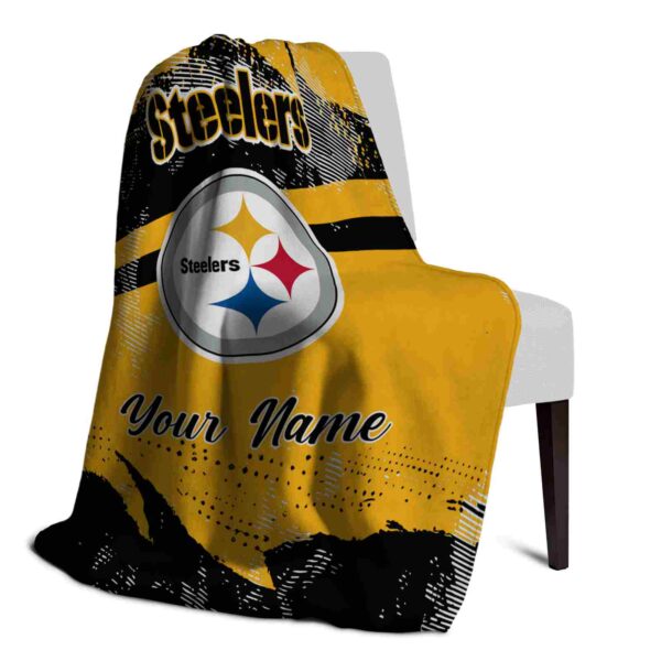customized pittsburgh steelers grunge streaks gold blanket top rated
