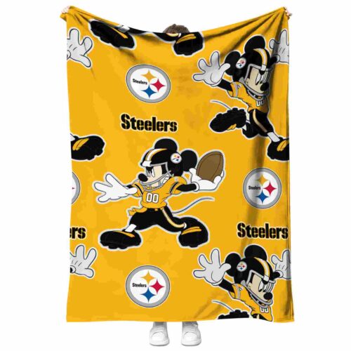 customized pittsburgh steelers mickey gold blanket best selling