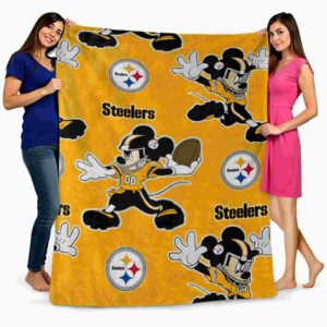 customized pittsburgh steelers mickey gold blanket fashion forward