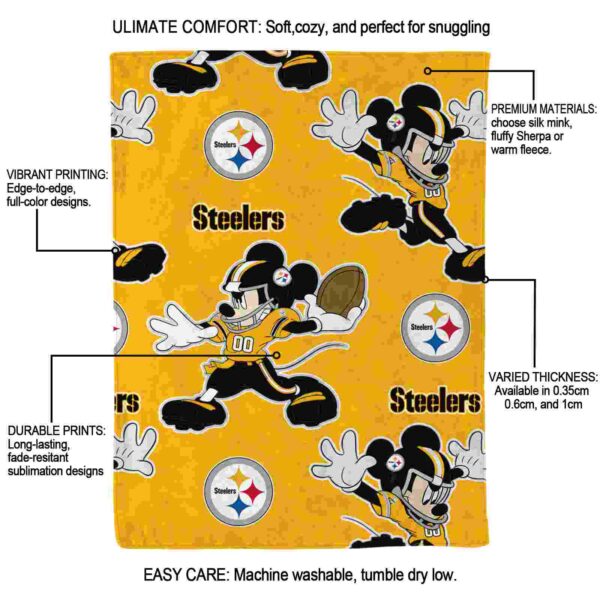customized pittsburgh steelers mickey gold blanket new arrival