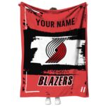 customized portland trail blazers paint strokes red white blanket best selling
