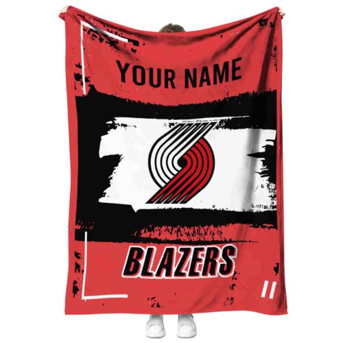 customized portland trail blazers paint strokes red white blanket best selling