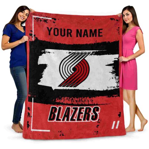 customized portland trail blazers paint strokes red white blanket fashion forward