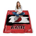 customized portland trail blazers paint strokes red white blanket best selling