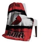 customized portland trail blazers paint strokes red white blanket best selling