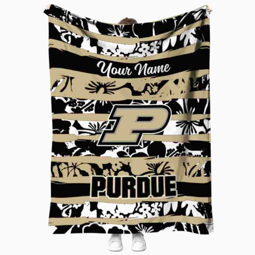 customized purdue boilermakers floral stripes gold white blanket best selling