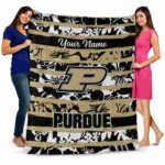 customized purdue boilermakers floral stripes gold white blanket best selling
