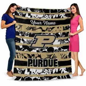 customized purdue boilermakers floral stripes gold white blanket fashion forward