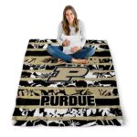 customized purdue boilermakers floral stripes gold white blanket best selling