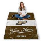 customized purdue boilermakers grunge texture gold white blanket high quality