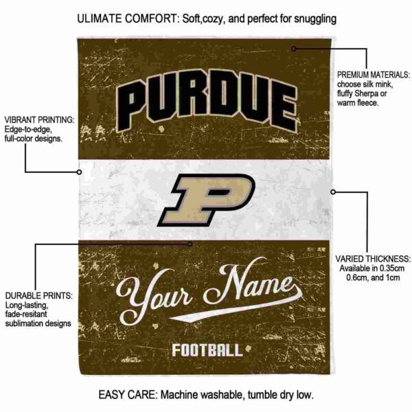 customized purdue boilermakers grunge texture gold white blanket new arrival