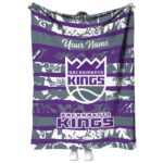customized sacramento kings floral stripes purple white blanket best selling