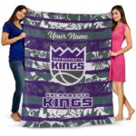 customized sacramento kings floral stripes purple white blanket fashion forward