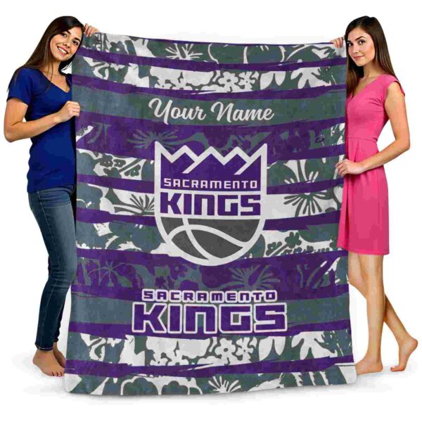 customized sacramento kings floral stripes purple white blanket fashion forward