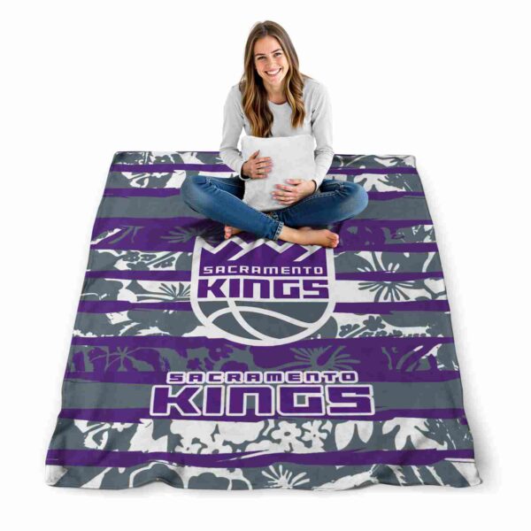 customized sacramento kings floral stripes purple white blanket high quality