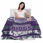 customized sacramento kings floral stripes purple white blanket latest model