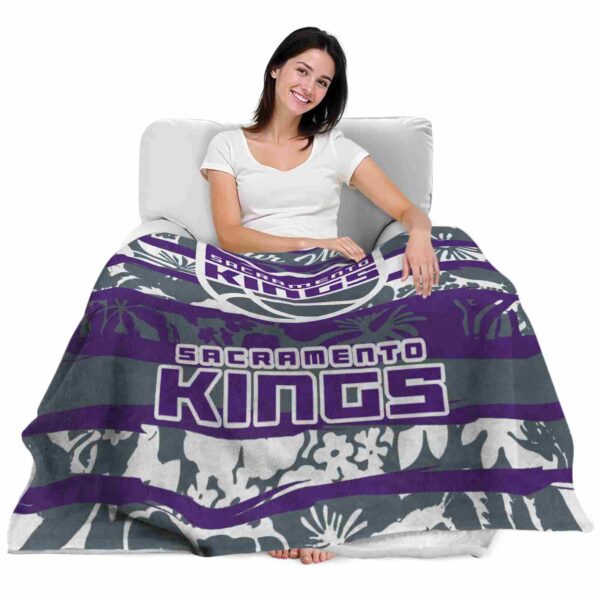 customized sacramento kings floral stripes purple white blanket latest model