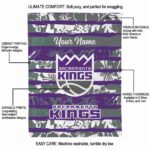 customized sacramento kings floral stripes purple white blanket new arrival