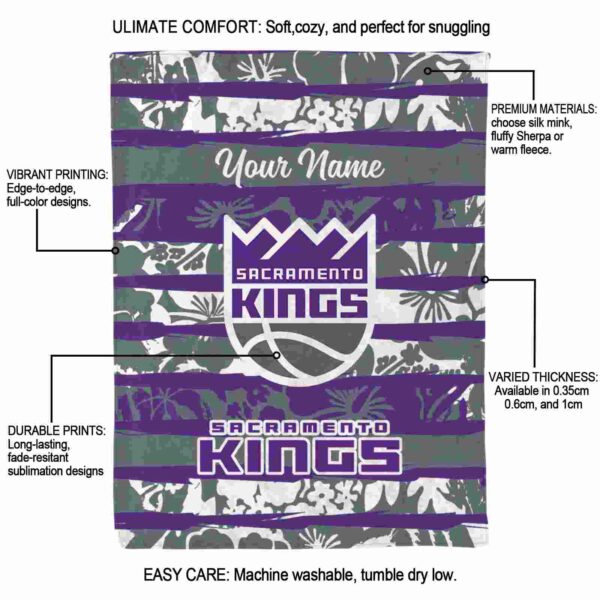 customized sacramento kings floral stripes purple white blanket new arrival