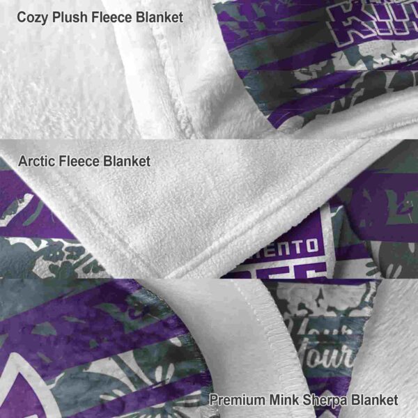 customized sacramento kings floral stripes purple white blanket premium grade
