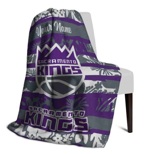 customized sacramento kings floral stripes purple white blanket top rated