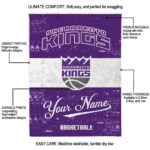 customized sacramento kings grunge texture purple white blanket best selling