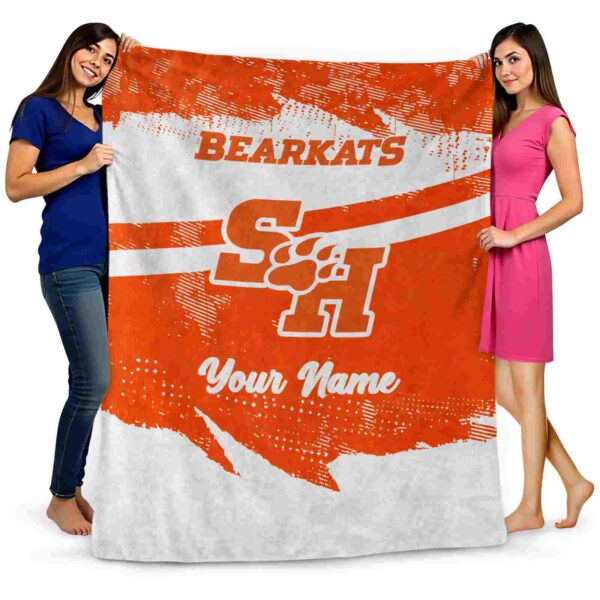 customized sam houston bearkats grunge streaks orange blanket fashion forward