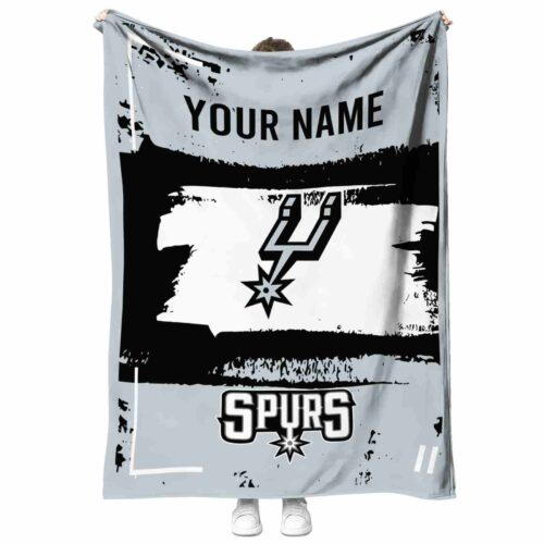 customized san antonio spurs paint strokes silver white blanket best selling