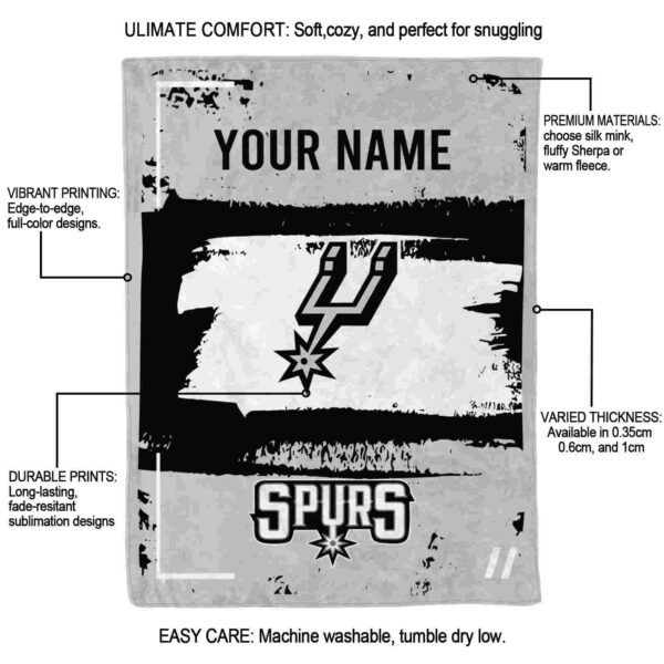 customized san antonio spurs paint strokes silver white blanket new arrival