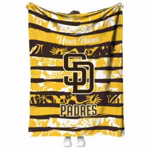 customized san diego padres floral stripes brown white blanket best selling