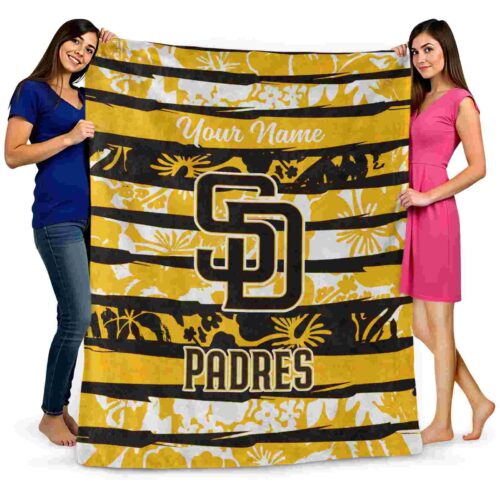 customized san diego padres floral stripes brown white blanket fashion forward